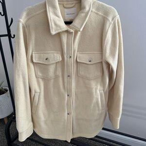 Butter Yellow Fleece Button-Up Jacket